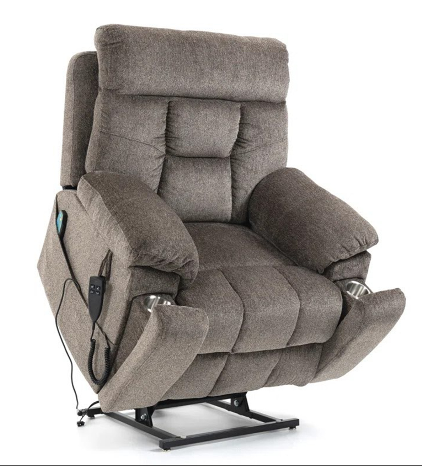 LITVZ Large Power Lift Recliner Chair for Elderly, Oversized Lift Chair with Heat and Massage, 26in Extra Wide, Big Man 400lbs, Hidden Cup Holder Lay Flat Recliner Chairs for Sleeping