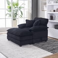 thumbnail image 1 of LITVZ Modern Chaise Lounge Indoor, Big Comfy Corduroy ,56.3" Oversized Chaise Lounge Chair with Ottoman Foot Rest for Living Room (Black), 1 of 10