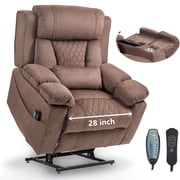 LITVZ Oversized Lift Assist Recliner Chair with Massage Heating, Extra Wide Lay Flat Recliner Chairs with Lumbar Pillow, Flip Arm Storage Cup Holders and USB Type C Charging for Elderly Sleeping