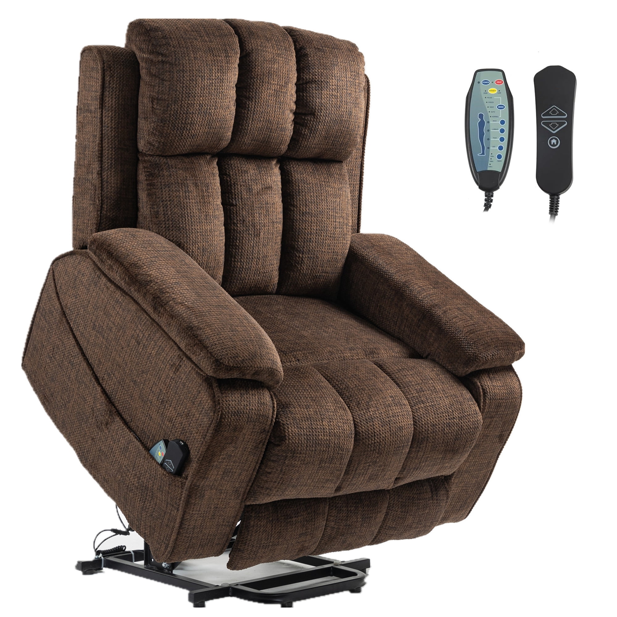 LITVZ Oversized Lifting Recliners for Seniors, Extended Footrest, Big and Tall Recliners 400 lbs Lay Flat Recliner with Heat & Massage Side Storage Cup Holder for Elderly Relaxing