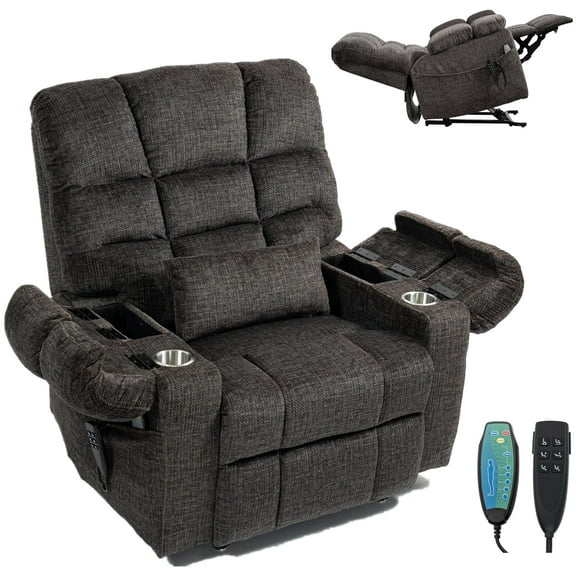 LITVZ Oversized Power Lift Recliner Big Man 400lbs, Extra Wide Recliner Chair with Lifts Vertically for Elderly, Features Cup Holder, Heat and Massage, Zero Gravity Lay Flat for Adults