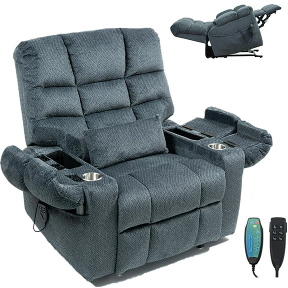 LITVZ Oversized Power Lift Recliner Big Man 400lbs, Extra Wide Recliner Chair with Lifts Vertically for Elderly, Features Cup Holder, Heat and Massage, Zero Gravity Lay Flat for Adults