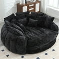 thumbnail image 1 of litvz 81.1in extra wide round boneless sofa oversized round chaise lounge comfy with 14 pillows for living room, 1 of 10