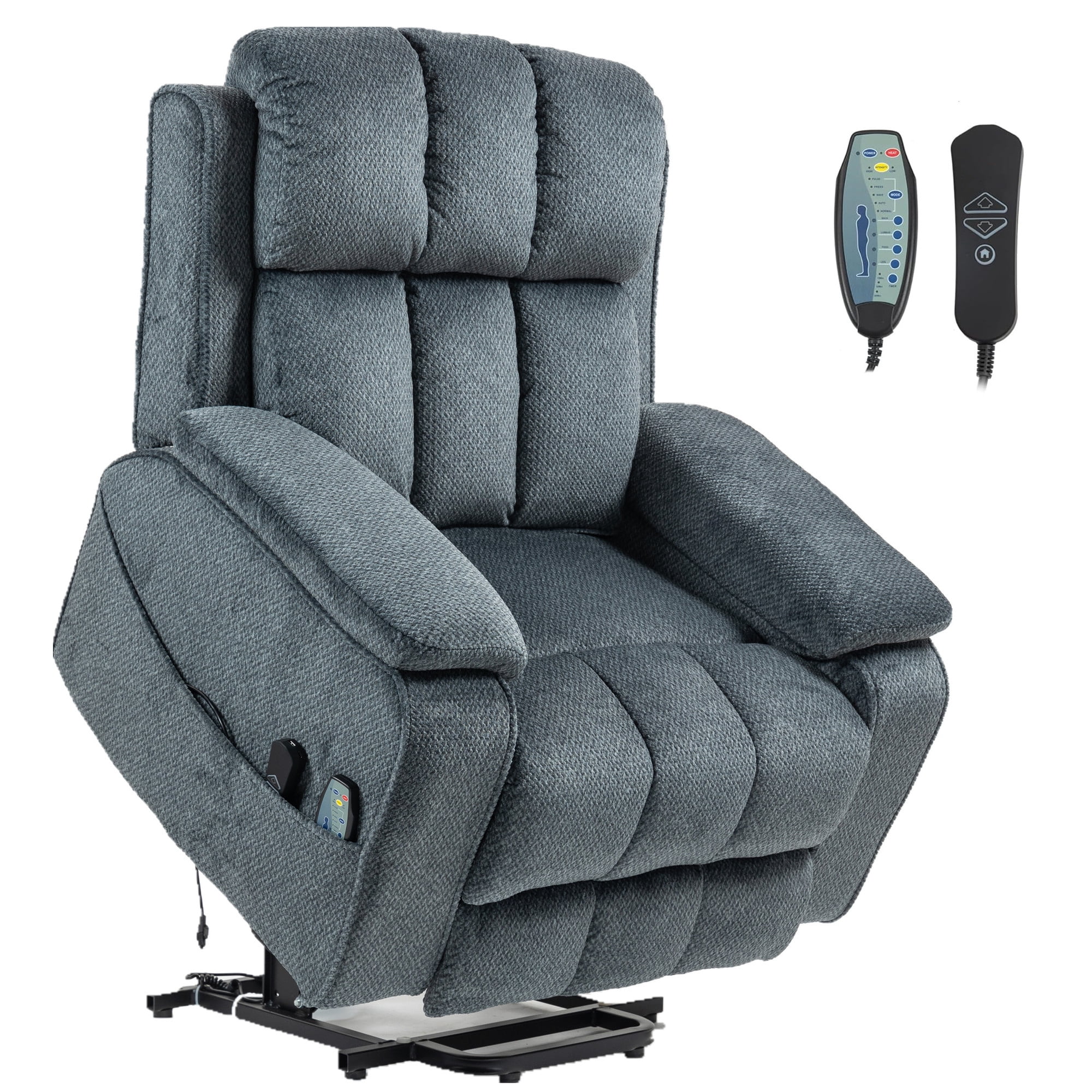 LITVZ Power Lift Recliner Chairs for Elderly Big Man 400lbs, Oversized Lay Flat Recliner with Heat & Massage, Extended Footrest and Side Storage Cup Holder for Adults Seniors