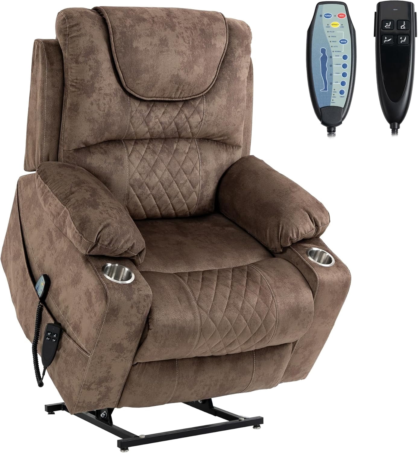 LITVZ Recliner Lift Chairs for Elderly, 180 Degrees Lay Flat Recliner Chair with Heat and Massage and Cup Holder for Adults 400 lb Capacity