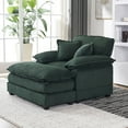 thumbnail image 1 of LITVZ Wide Chaise Lounge Chair Indoor, 56.3" Oversized Chair and Ottoman, Cozy Corduroy Chaise Lounge Chair Indoor Comfy for Living Room, Bedroom, Office, Green, 1 of 10