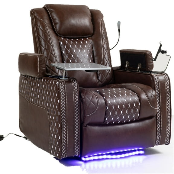 LITVZ Zero Gravity Recliner Indoor, Faux Leather, Ovesized Multifunctional Home Theater Seating with Storage Armrest, Ambient Lighting & Cup Holder for Adults Big and Tall Man