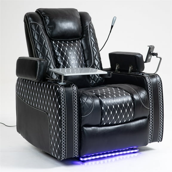 LITVZ Zero Gravity Recliner Indoor, Faux Leather, Ovesized Multifunctional Home Theater Seating with Storage Armrest, Ambient Lighting & Cup Holder for Adults Big and Tall Man