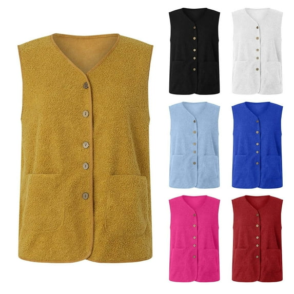 LIUDANZZ Womens Vest Gothic Formal Beautiful Tuxedo Vests With Notched Lapels Women Autumn And Winter Fashion Solid Color Plush Vest Versatile Loose Vest Jacket