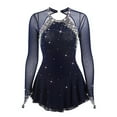 thumbnail image 1 of LIUHUO Custom Black Figure Skating Dress Girls Ladies Spandex Material Diamond Embellished Neckline Cuffs, 1 of 8