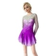 thumbnail image 1 of LIUHUO Custom High Elasticity Spandex Ice Skating Dresses for Women Girls Gradient Colors Black Purple Blue Pink Long Sleeves Diamond Embellishments, 1 of 6