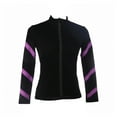 thumbnail image 1 of LIUHUO Custom Ice Skating Jacket Girls Ladies Polyester Black Top with Back Ice Skate Rhinestone Design Purple lined Sleeves, 1 of 6