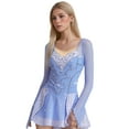 thumbnail image 1 of LIUHUO Custom Light Blue Spandex Ice Skating Dresses for Women & Girls - High Elasticity Long Sleeves, Back Bow Decoration, 1 of 6