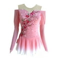 thumbnail image 1 of LIUHUO Custom Pink Spandex Figure Skating Dress Girls Ladies Off Shoulder Flower Embroidery Diamond Accents Pink White Gradient Skirt, 1 of 10