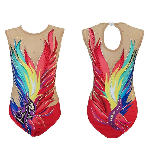 LIUHUO Customizable Swimsuits with Color Blocking Rhinestone EmbellishmentsWomen Girls Including Matching Hair Accessory Green Blue Red