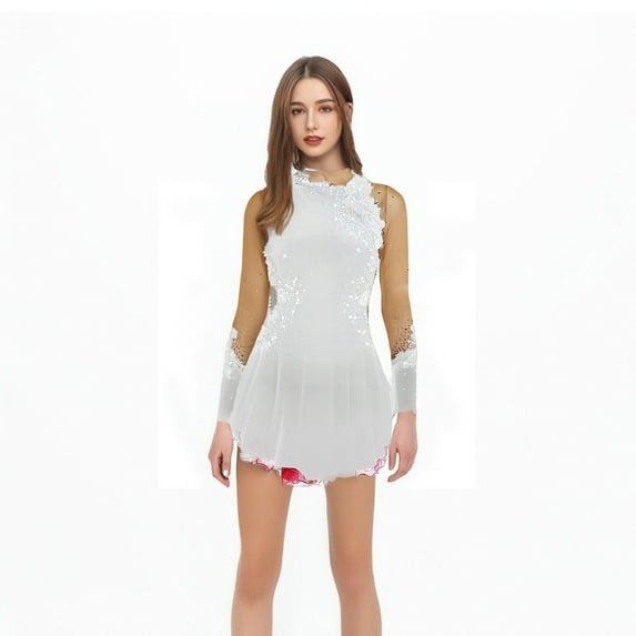 LIUHUO Customizable Velvet Ice Skating Dresses Women Girls White Black Purple Green Pink High Elasticity Diamond Decorated Competition