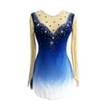 thumbnail image 1 of LIUHUO Customized Blue White Gradient Spandex Figure Skating Dress Girls Ladies Embellished with Diamond Snowflakes Comfortable Breathable, 1 of 8