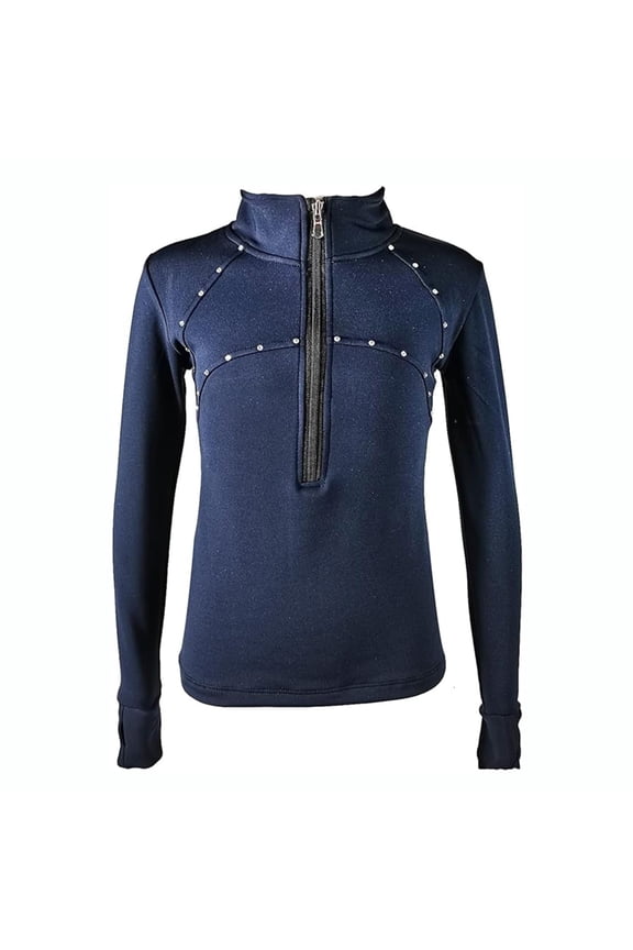 Customized Shiny Skating Training Jacket Diamond Embellished Fleece Top Premium Girls Women