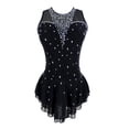 thumbnail image 1 of LIUHUO Customized Sleeveless Black Spandex Figure Skating Dress Girls Ladies Embellished with Diamonds Boasting Unique Design, 1 of 8