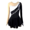 thumbnail image 1 of LIUHUO Designed Custom Figure Skating Dress Girls Ladies Diamond Embellishments Stretchy Black And White Patchwork Spandex Flowing Skirt, 1 of 9
