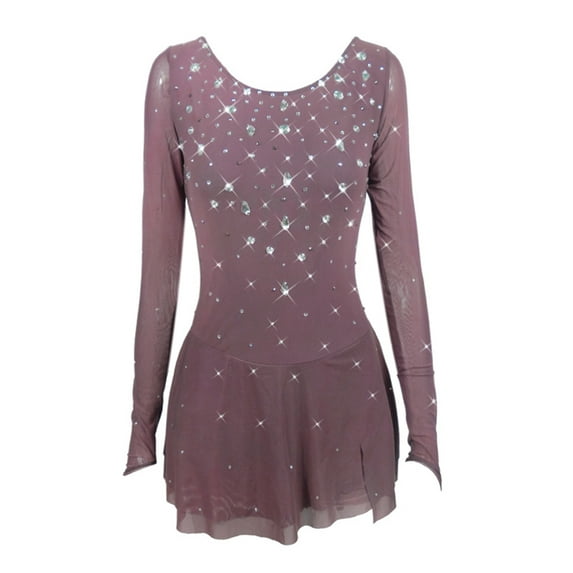 LIUHUO Figure Skating Dress Custom Made Stretchy Purple Spandex Breathable Ice Skating Dresses For Girls Women With Sequins Back Ties