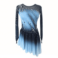 thumbnail image 1 of LIUHUO Girl's Long Sleeved Blue Gradient Figure Skating Dress Elegant Figure Skating Skirt for Performance and Practice, 1 of 10