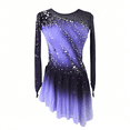 thumbnail image 1 of LIUHUO Girl's Long Sleeved Purple Gradient Figure Skating Dress Elegant Figure Skating Skirt for Performance and Practice, 1 of 10