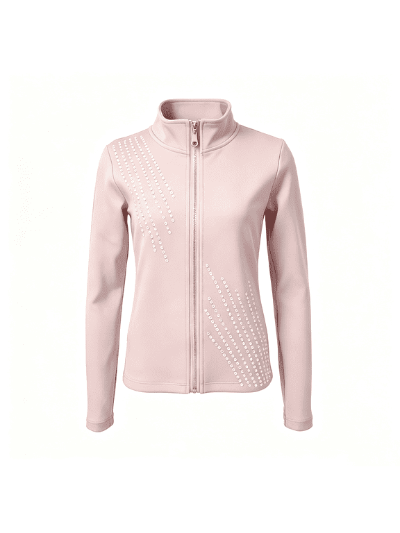 Girls Fleece Figure Skating Jacket, Skating Training Coat