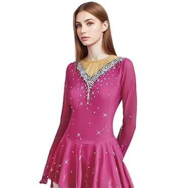Liuhuo Figure Skating Dress LIUHUO Custom Figure Skating Dress Girls Women Pink White Spandex Chinese Style Diamond Embellishment Gradient Skirt Liuhuo Dresses