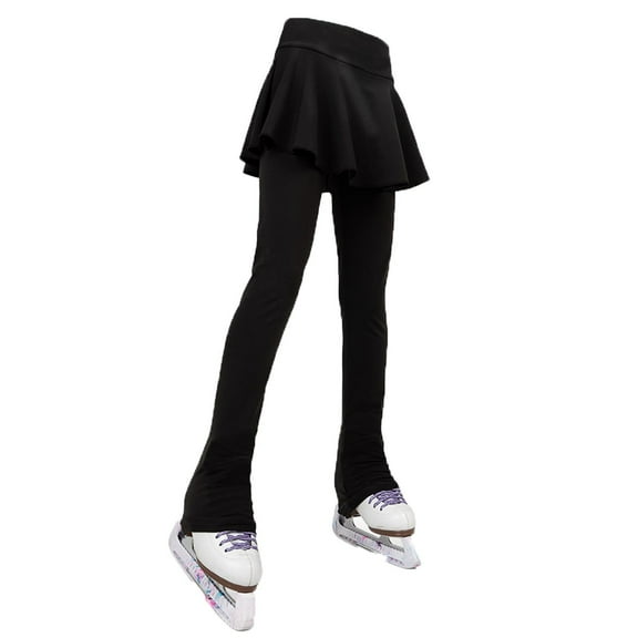 LIUHUO Ice Figure Skating Pants Skirts Girls Women Black Fleece Outdoor Tennis Skiing Training Leggings