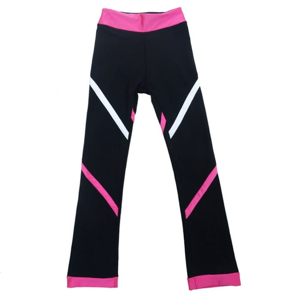 LIUHUO Ice Skating Pants Girls Women Black Pink Stripes Polyster Trousers Fleece Skiing Training