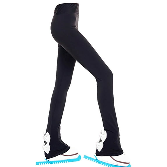 LIUHUO Ice Skating Pants Girls Women Lovely Bows Skate Trousers Fleece Skiing Training Leggings