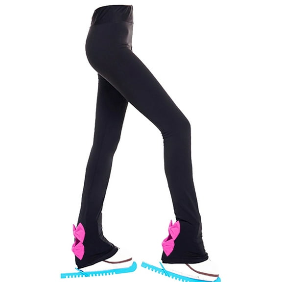 LIUHUO Ice Skating Pants Girls Women Lovely Bows Skate Trousers Fleece Skiing Training Leggings