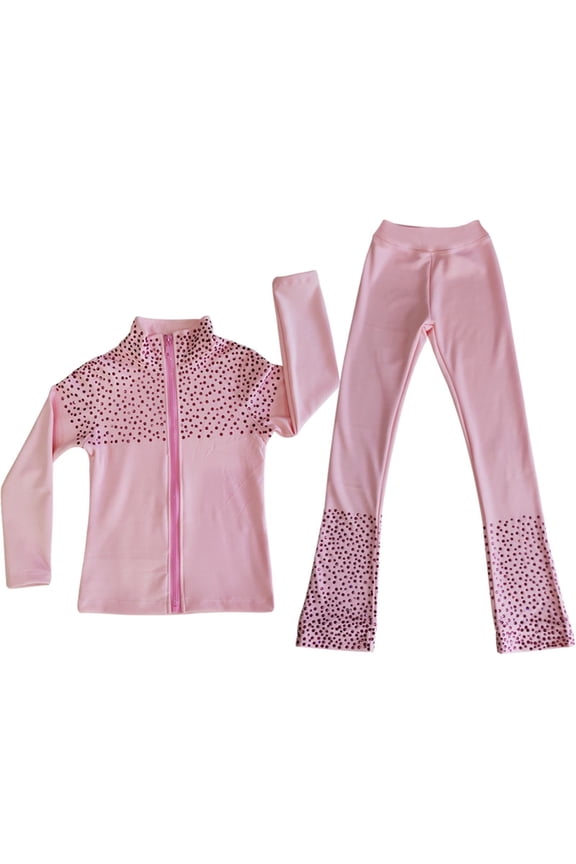 Ice Skating Pants Jackets Girls Youth Pink Fleece Skate Coat Fleece Comfortable Training Wear