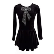 LIUHUO Velvet Figure Skating Dress with Rhinestone for Performance, Black