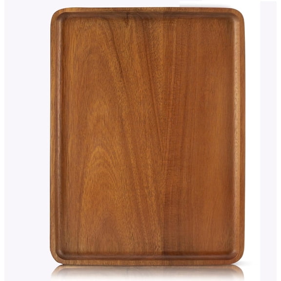 LIUJIABAO 13x9 Inch Rustic Bamboo Serving Platter - Rectangular Wooden Tray for Food Display, Kitchen Decor, Party Serving & Holiday Dining