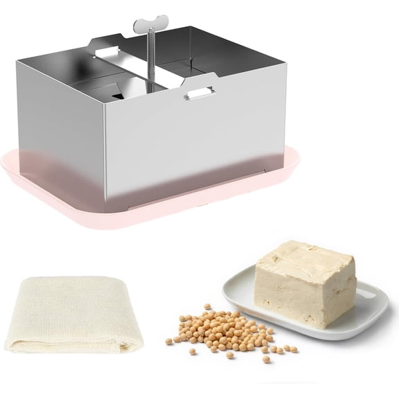 Gbaoneng Tofu Press Maker - 304 Stainless Steel DIY Tofu Mold Kit with Pressing Plate, Vegan Cheese Maker for Soy Milk, Perfect for Home Kitchen Use
