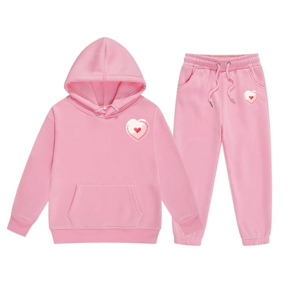 LIUJUNSHOP 2 Piece Sets Sweatsuit for Girl Cute Kids Fall Clothes Graphic Hoodies Pullover and Sweatpants Outfits Pink 10-11 Years