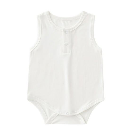 LIUJUNSHOP Baby Boys Girls Sleeveless Bodysuits, Rayon from Bamboo Rompers for Spring Summer White 12-18 Months