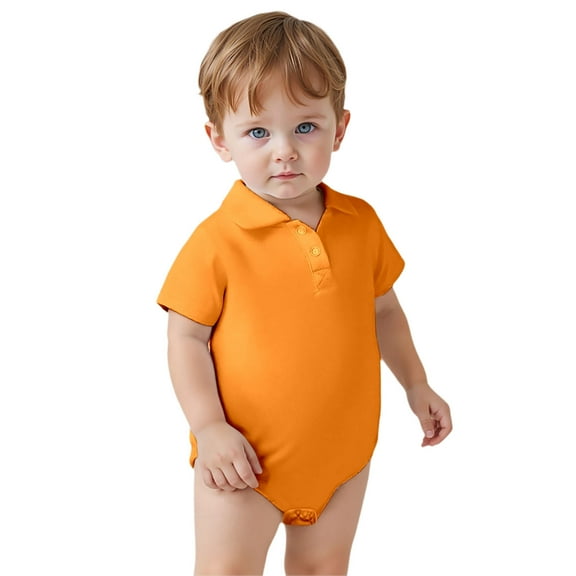 LIUJUNSHOP Baby Girl Collared Onsie Polo Bodysuit Boy Cotton Romper Short Sleeve Orange 9-12 Months