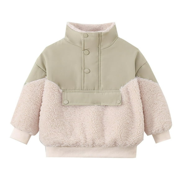 LIUJUNSHOP Baby Girls Boys Winter Coat Little Kids Fuzzy Shearling Zipper Jacket Warm Hooded Outwear Winter Outfits Beige 12-18 Months