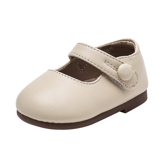 LIUJUNSHOP Baby Girls Mary Jane Flats - Infant Newborn Walking Shoes Soft Rubber Sole Princess Wedding Beige 7-8 Years