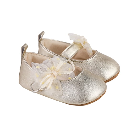 LIUJUNSHOP Baby Girls Mary Jane Sequins Flats PU Leather Wedding Party Princess Ballet Shoe Rubber Sole Prewalker Toddler First Crib Shoes Gold 0-3Months