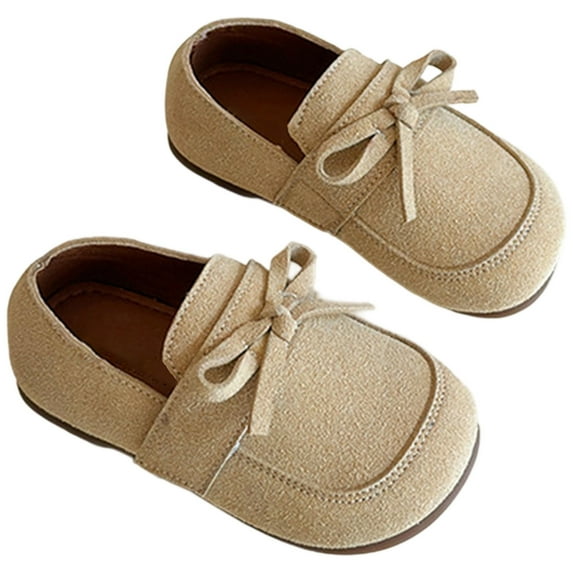 LIUJUNSHOP Baby Toddler Boys Girls Loafers Leather Moccasins First Walking Dress Shoes Khaki 3.5-4 Years