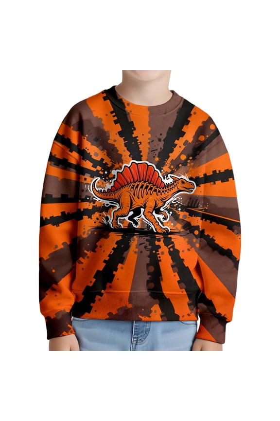 Boys Crew Neck Long Sleeve Sweatshirt Cool Spinosaurus Dinosaur Graphic Pullover Top 18-24 Months