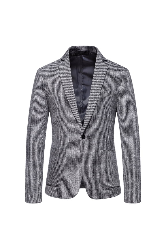 Business Men's Sport Coat Blazer Men's Stripe Braested Banquet Lapel Business Wedding Suit Jacket with Pockets