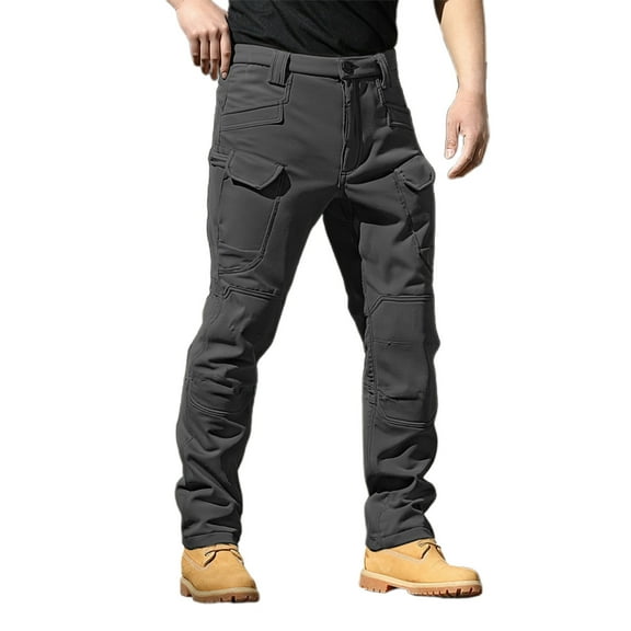 LIUJUNSHOP Canvas Men's Cargo Pants Men's Lined Cargo Pants Outdoor Winter Warm Work Utility Trousers For Hiking
