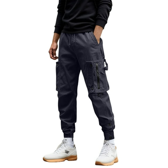 LIUJUNSHOP Cargo Pants for Men Men's Drawstring Waist Cargo Work Pants Loose Fit Lightweight Breathable Trousers with Multiple Pockets for