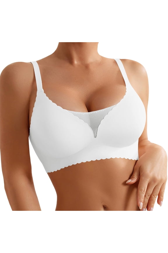Deep V Petal Bras for Women No Underwire Soft Wireless Bras Comfort Seamless Bralettes with Extender