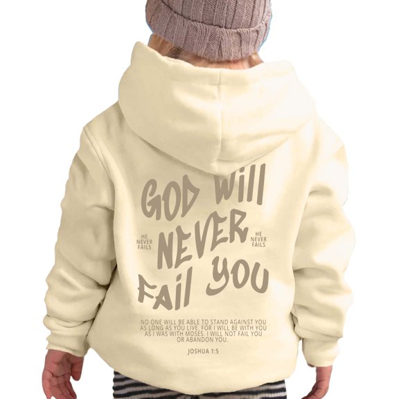 LIUJUNSHOP Faith Over Fear Girls Boys Jesus Hoodie Christian Bible Verse Cute Graphic Print Kids Pretty Casual Soft Sweatshirt Beige 2-3 Years